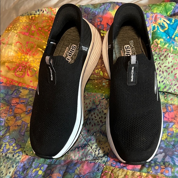 Skechers Black Knit Slip-Ons - Picture 1 of 10